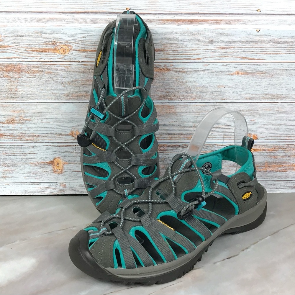 Keen Whisper Waterproof Sandals in grey/teal EUC